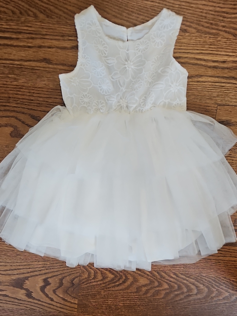 SHEIN White Floral Lace Tulle Party Dress for Girls
